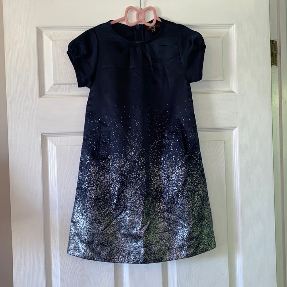 Imoga Navy Blue dress with silver splatter pattern